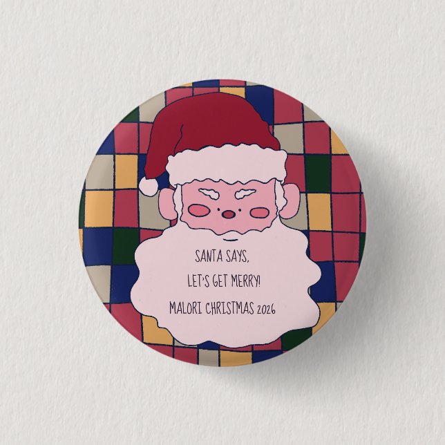Süßer Weihnachtsmann Frohe Weihnachten Button (Vorderseite)