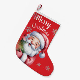 Süßer Weihnachtsmann Frohe Weihnachten Rote Feiert Kleiner Weihnachtsstrumpf