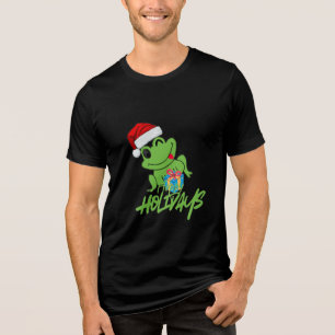 Süßer Weihnachtsmann-Frosch Lustiger „Hoppy Holi Tri-Blend Shirt