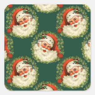 Süßer Weihnachtsmann glückliches Gesicht Weihnacht Quadratischer Aufkleber