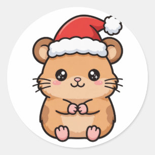 Süßer Weihnachtsmann-Hamster-Weihnachten-Klassisch Runder Aufkleber