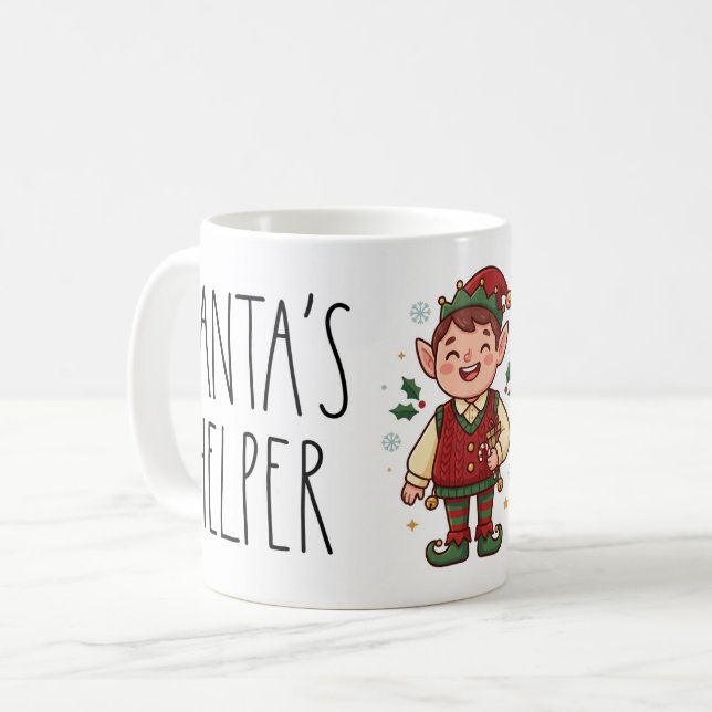 Süßer Weihnachtsmann-Helfer-Weihnachtsbecher Kaffeetasse (Vorderseite Links)