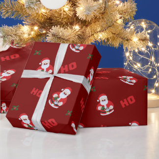 Süßer Weihnachtsmann HO HO HO Weihnachtspapier Geschenkpapier