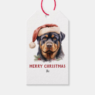 Süßer Weihnachtsmann-Hut Rottweiler Hund Weihnacht Geschenkanhänger
