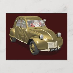 Süßer Weihnachtsmann im Citroen 2CV Feiertagspostkarte