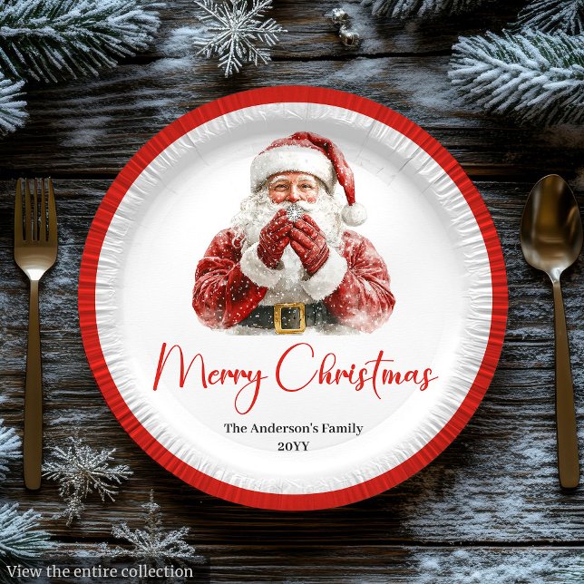 Süßer Weihnachtsmann Kinder Festlich Frohe Weihnac Pappteller (Cute Santa Claus Kids Festive Merry Christmas Plate)
