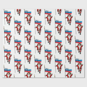 Süßer Weihnachtsmann mit Flagge Sloweniens Geschenkpapier