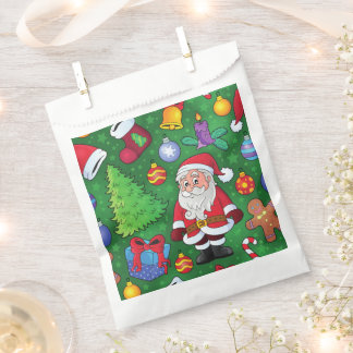 Süßer Weihnachtsmann mit Geschenken und Ornamenten Geschenktütchen
