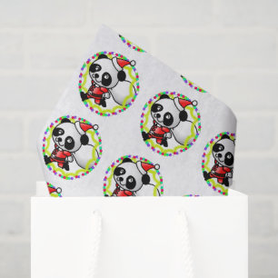 Süßer Weihnachtsmann-Panda-Bär mit Spielzeugtasche Seidenpapier