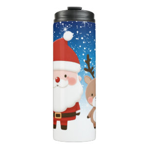 Süßer Weihnachtsmann & Rentiere Thermosbecher