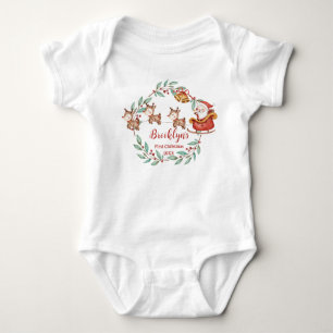 Süßer Weihnachtsmann-Rentiere zum 1. Weihnachtsgeb Baby Strampler
