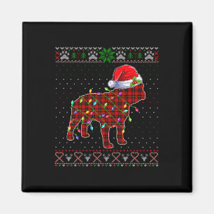 Süßer Weihnachtsmann Rot kariert Französische Bull Magnet