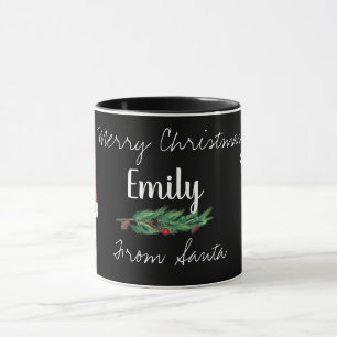 Süßer Weihnachtsmann Rote Beeren Schwarz Weiß Froh Tasse