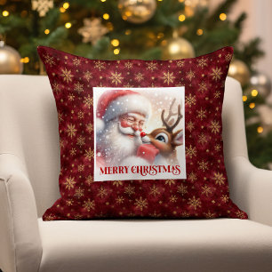 Süßer Weihnachtsmann Rudolph Feiertags-Kissenbezug Kissen