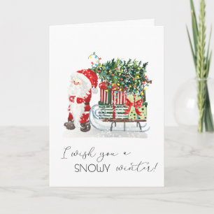 Süßer Weihnachtsmann, Schlitten, Geschenke Feiertagskarte