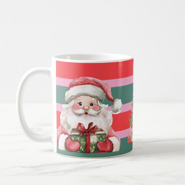 Süßer Weihnachtsmann Schneemann Baum Kaffeetasse (Links)