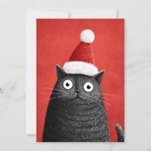 Süßer Weihnachtsmann-Schwarzkater für Tierliebhabe Feiertagskarte