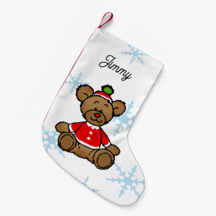 Süßer Weihnachtsmann-Teddybär mit individuellem Na Kleiner Weihnachtsstrumpf