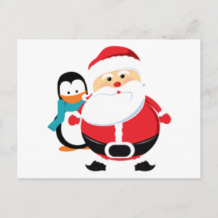 Süßer Weihnachtsmann und Pinguin Feiertagspostkarte