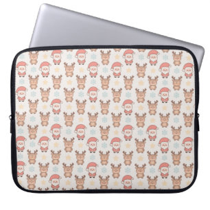 Süßer Weihnachtsmann und Rentier-Muster Laptopschutzhülle