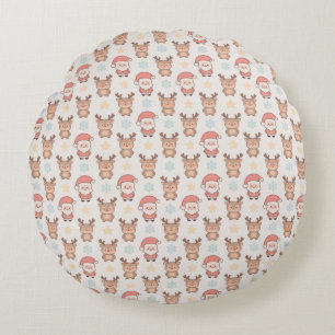 Süßer Weihnachtsmann und Rentier Muster Rundes Kissen