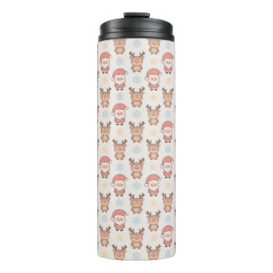 Süßer Weihnachtsmann und Rentier-Muster Thermosbecher
