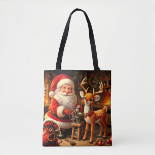Süßer Weihnachtsmann und Rentiere