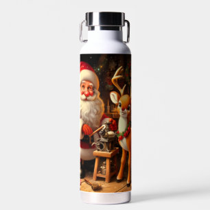 Süßer Weihnachtsmann und Rentiere Trinkflasche