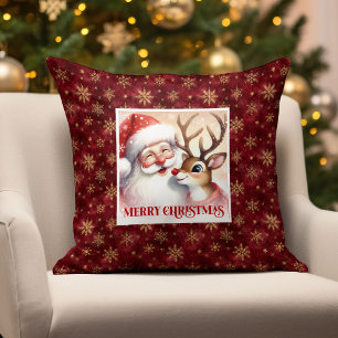 Süßer Weihnachtsmann und Rudolph Weihnachts-Kissen Kissen