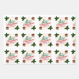 Süßer Weihnachtsmann und Schneeflocken-Muster Weih Geschenkpapier Set