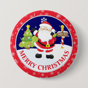 Süßer Weihnachtsmann und verschneite Szene Weihnac Button