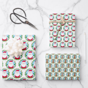 Süßer Weihnachtsmann Weihnachten Geschenkpapier Set