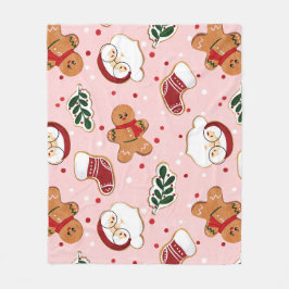 Süßer Weihnachtsmann & Weihnachtsmuster-Papier Fleecedecke