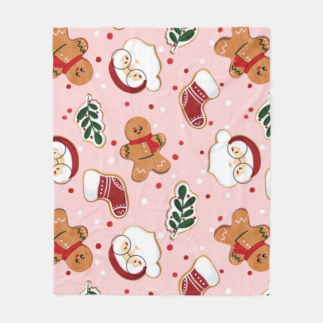 Süßer Weihnachtsmann & Weihnachtsmuster-Papier  Fleecedecke (Vorderseite)