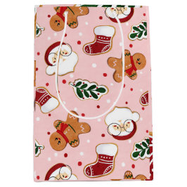 Süßer Weihnachtsmann & Weihnachtsmuster-Papier Mittlere Geschenktüte