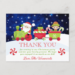 Süßer Weihnachtsmann-Zug Weihnachtsfeier Danke Postkarte