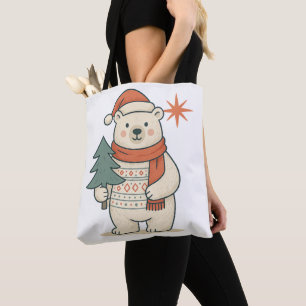 Süßer Weihnachtspolarbär Skandinavischer Winter 