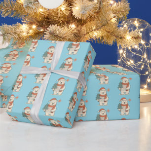 Süßer Weihnachtspolarbär   Skandinavischer Winter  Geschenkpapier