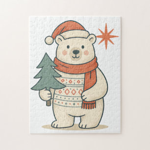 Süßer Weihnachtspolarbär Skandinavischer Winter  Puzzle