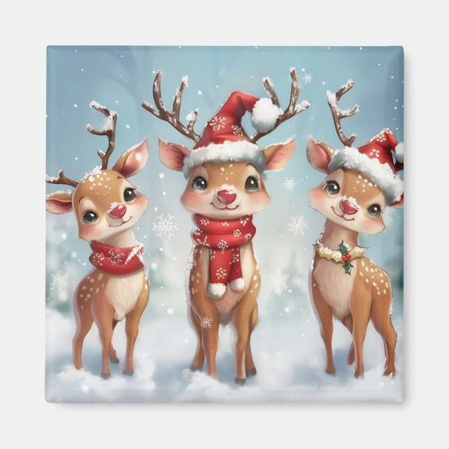 Süßer Weihnachtsrentiermagnet Magnet (Vorne)