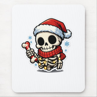 Süßer Weihnachtsskelett mit Zuckerrohr Kawaii Mousepad