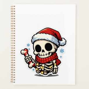 Süßer Weihnachtsskelett mit Zuckerstange Kawaii Planer