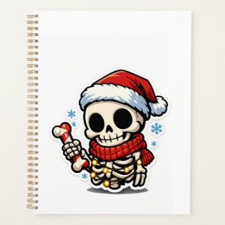 Süßer Weihnachtsskelett mit Zuckerstange Kawaii Planer