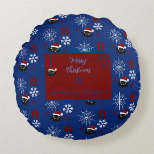Süßer Weihnachtsspinnen-Personalisiert Rundes Kissen