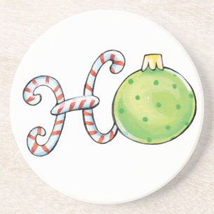 Süßer Weihnachtstext, Ho in Candy Cane-Ornamenten Untersetzer