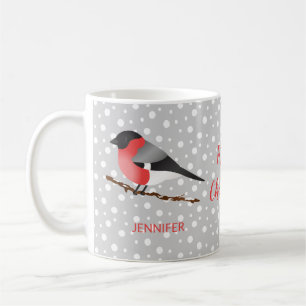 Süßer Weihnachtsvogel Eurasischer Gimpel Und Name Tasse