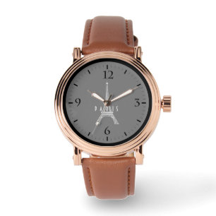 Süßer weißer Frankreich Paris Eiffelturm Knopf Armbanduhr