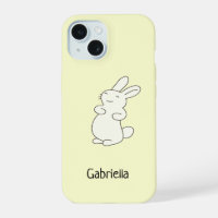 Süßer weißer Hase personalisierter Name gelb