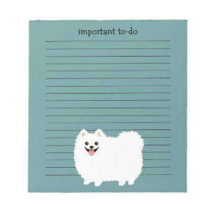 Süßer Weißer Pomeranian mit individuellem Text Notizblock