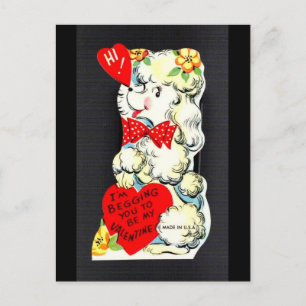 Süßer weißer Pudel vintage Valentinstag-Postkarte Postkarte